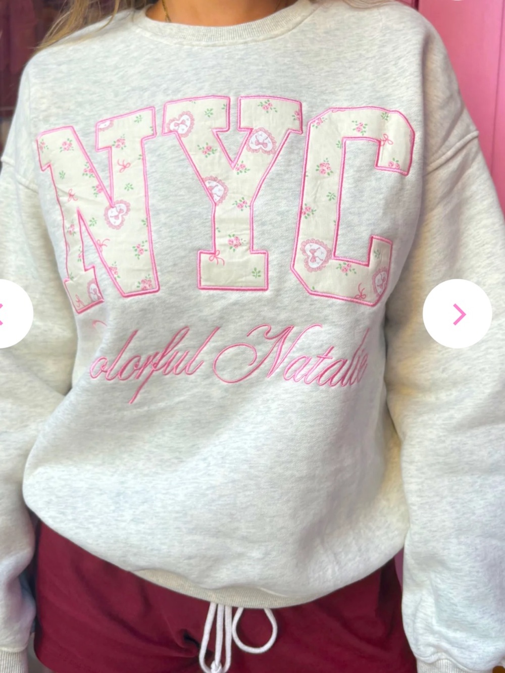 NWT Colorful Natalie embroidered crewneck sweatshirt featuring NYC